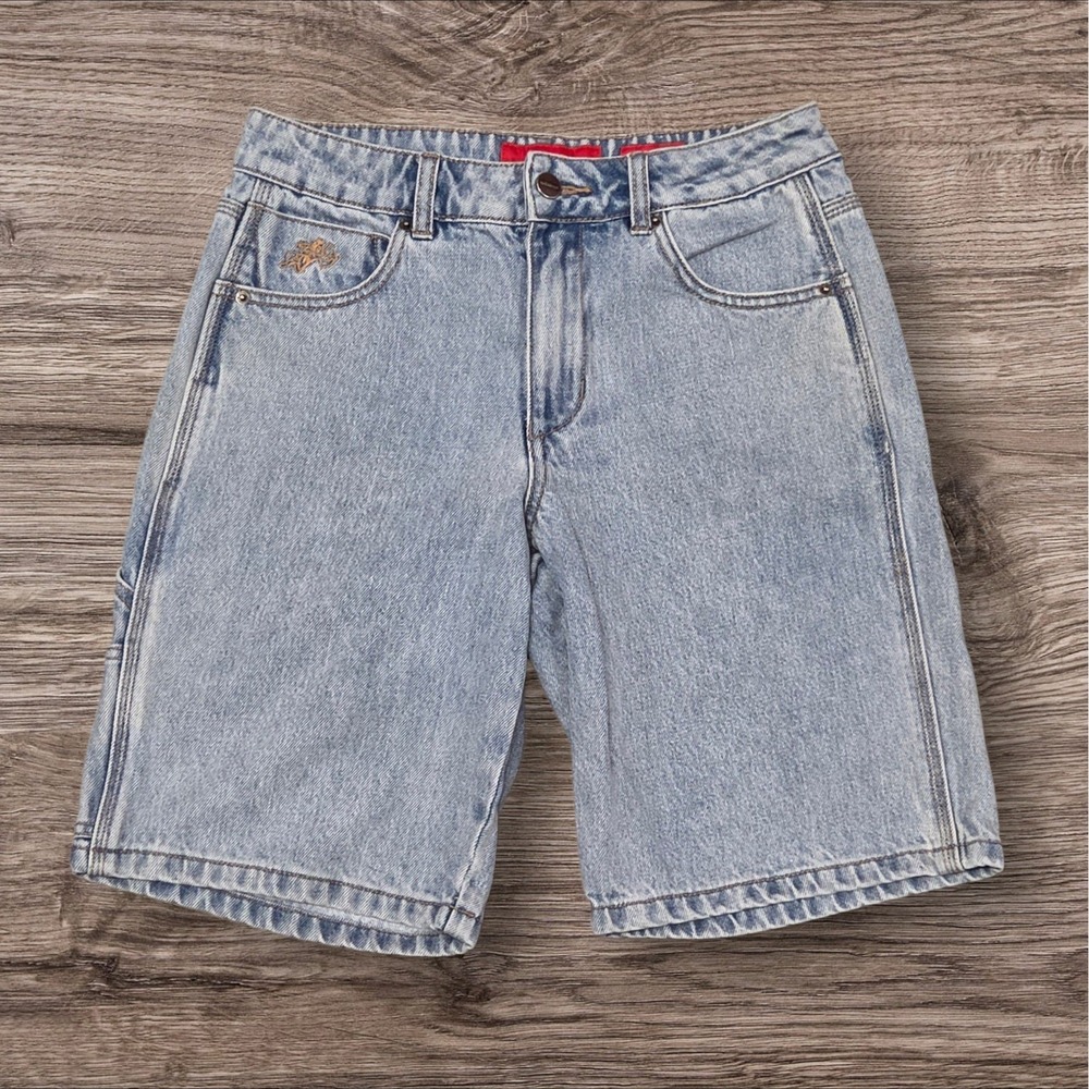 Worship Carpenter Denim Shorts Light Wash Blue Mens Size 26 Utility Streetwear